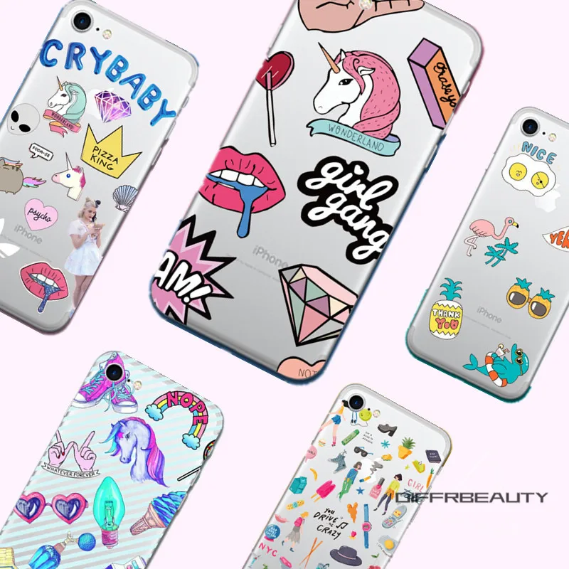 

Modern Summer Unicorn Crybaby Flamingo Phone Case Soft Transparent Protective Back Cover Cases Capa For iPhone 6 S 7 Plus 5S SE