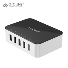 QICENT 39W 5 Port USB Charger,Multi Charger with OGT Port for iPhone 7 7Plus iPad Samsung LG Detachable Cable