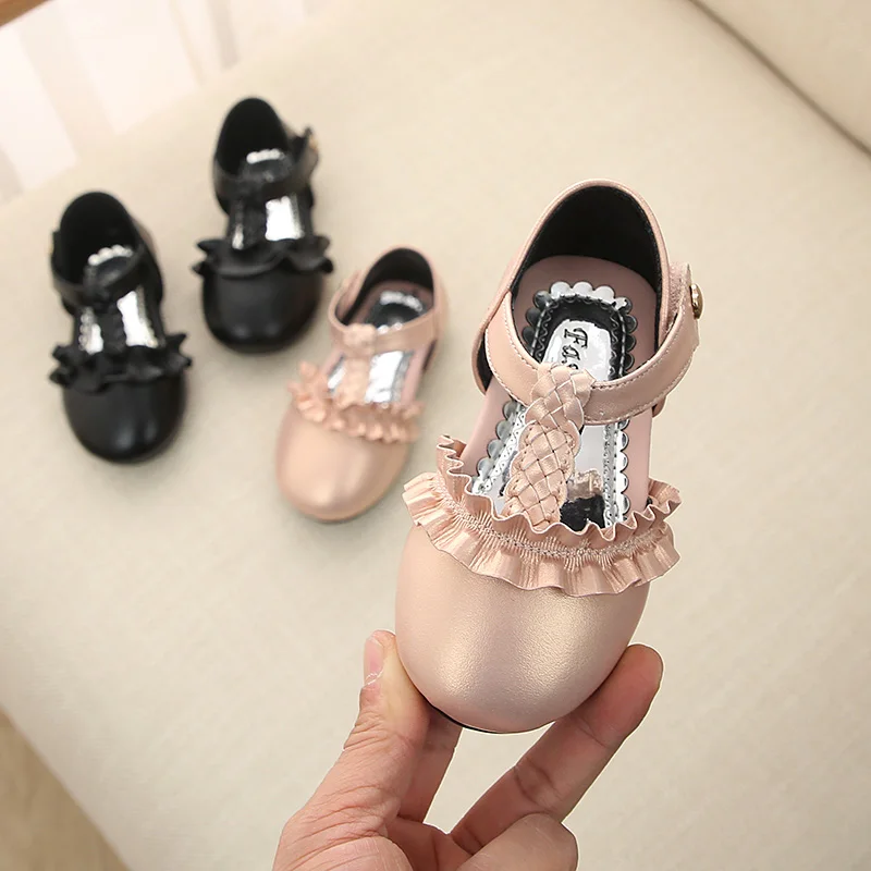 

Baby princess shoes girl's pink and black shoes