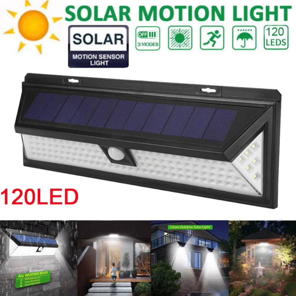 

120/118/62LED Waterproof Motion Sensor Solar Garden Light Outdoor LED Solar Lamp 3Modes Security Pool Door Solar Lighting#290388