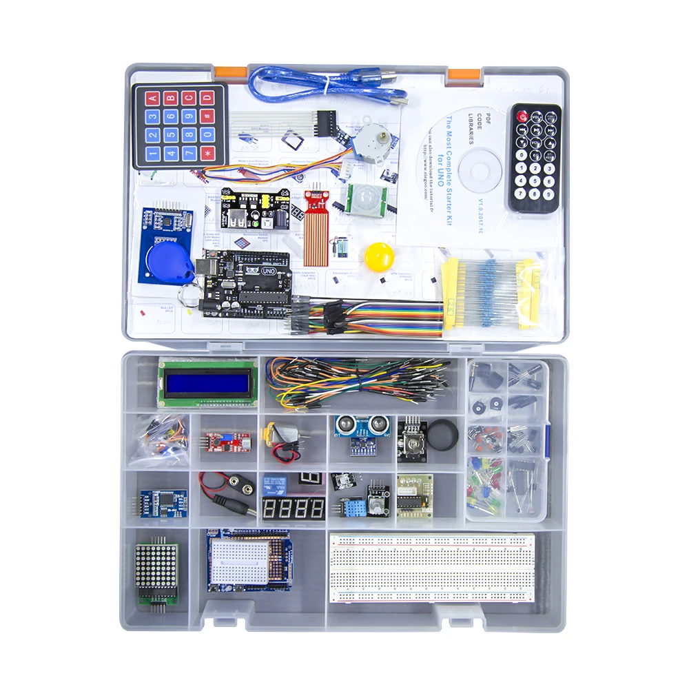 KUONGSHUN UNO R3 проект полный стартовый набор с обучающим руководством для Arduino diy Kit