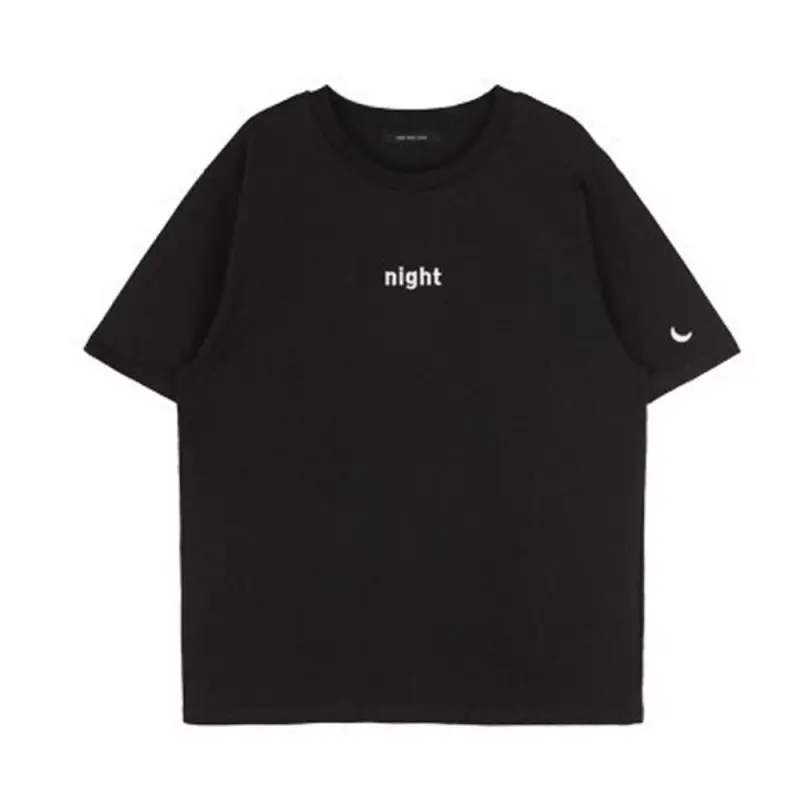 2016 Nuevo verano moda mujer camiseta Harajuku estilo día y noche Bordado camiseta femenina manga corta Sol Luna Tops camiseta 2016 Nuevo verano moda mujer camiseta Harajuku estilo día y noche Bordado camiseta femenina manga corta Sol Luna Tops camiseta