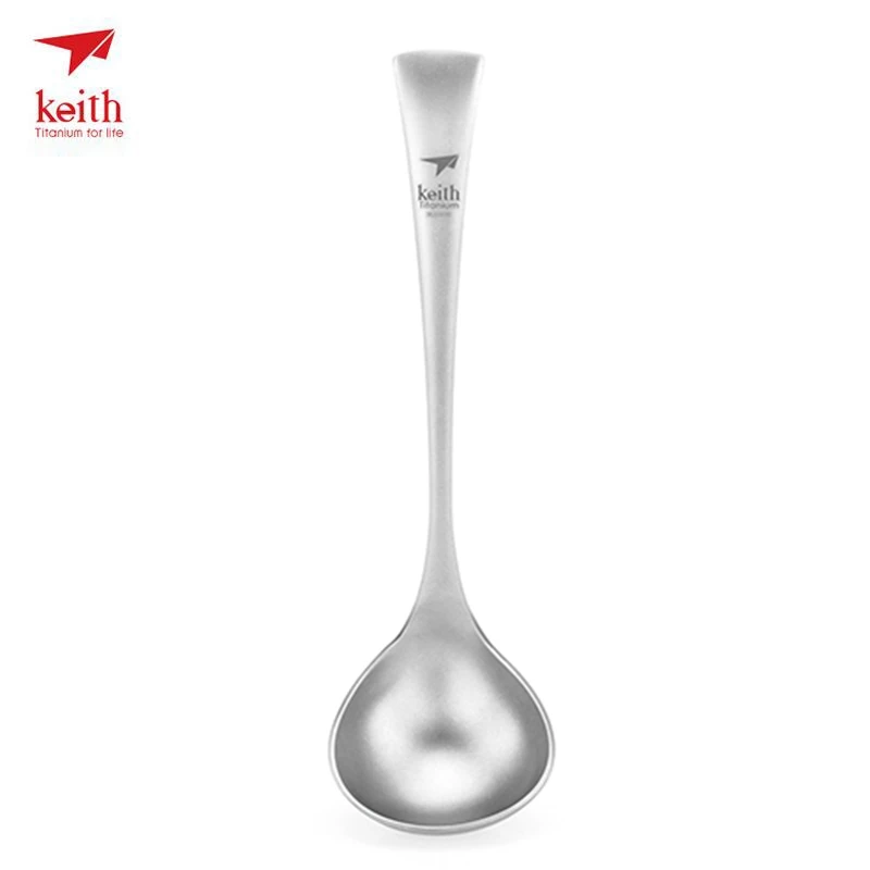 

Keith Camping Pure Titanium Soup Spoon Backpacking Utensil Cutlery Useful Outdoor Lightweight Portable Titanium Flatware Ti8706