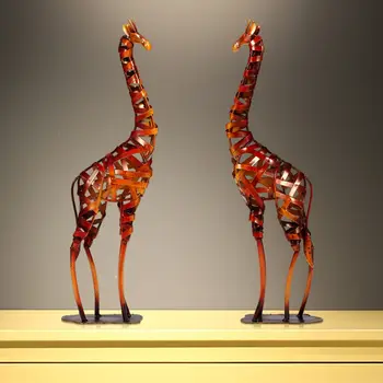 

TOOARTS Environment-friendly Metal Sculpture Iron Braided Giraffe Model Home Room Decorative Articles Handicrafts Good Gift