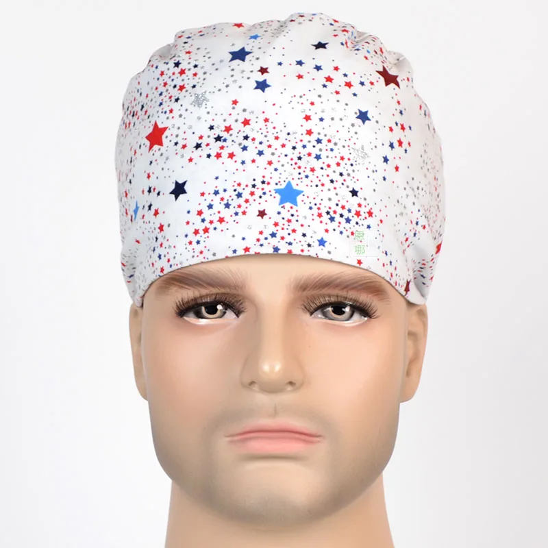 

New Lab Hospital medical Surgical Cap 100% cotton Printed Medical Scrub Operation Caps adjustable one size DZY052