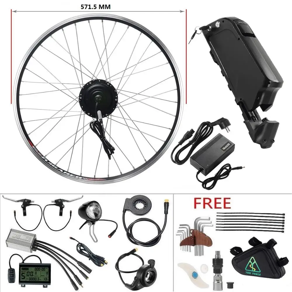 

YOSE POWER 36V 250W 26'' Front Wheel Brushless Gear Hub Motor Kit Electric Bicycle ebike Conversion Kit with LG 36V 16Ah Battery