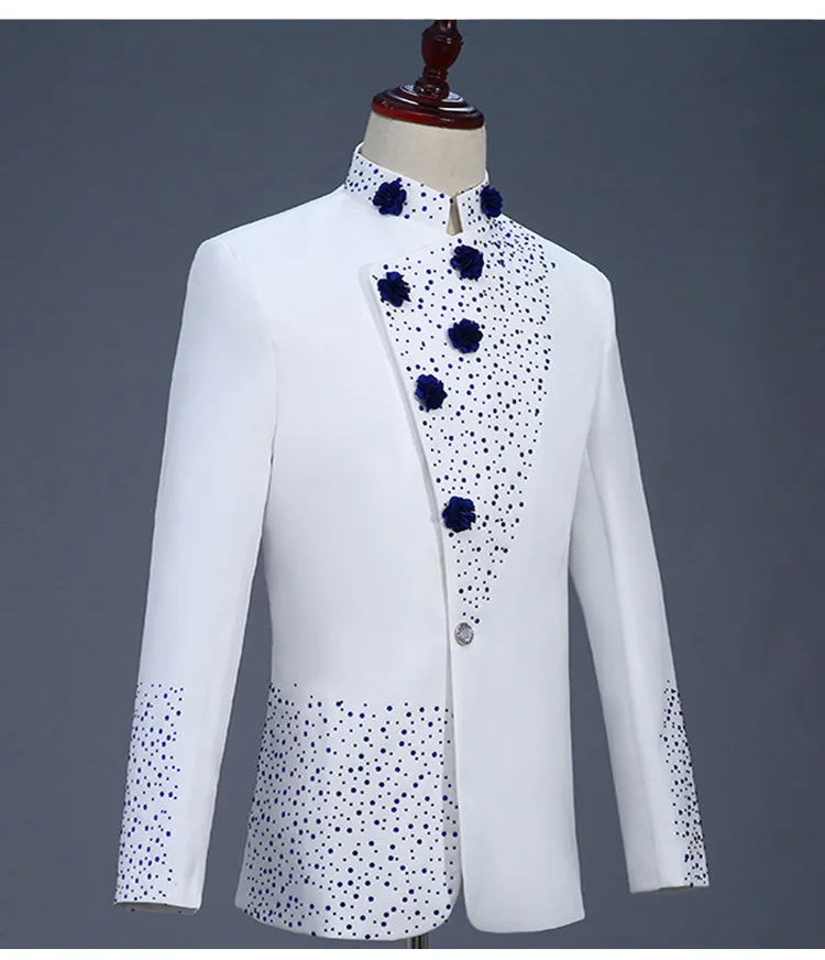 Новая одежда повседневное Пальто Блейзер для мужчин блестящее приталенное платье белые красные блейзеры костюмы сценическая одежда для певцов мужской костюм s брюки