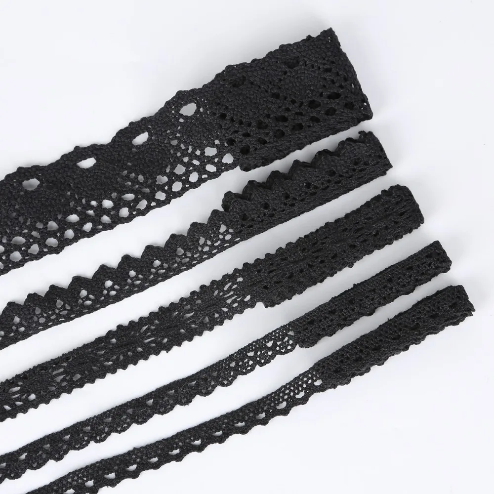 5 ярдов черный цвет 12-18 мм швейная одежда ткань вязание крючком хлопок кружево отделка ткань лента ручной работы аксессуары ремесла