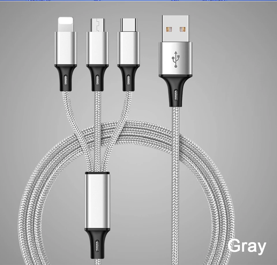 3 в 1 микро USB кабели для мобильных телефонов 5V2A Тип зарядки c iOS Android Быстрая зарядка зарядное устройство тип-c 3в1 несколько шнуров