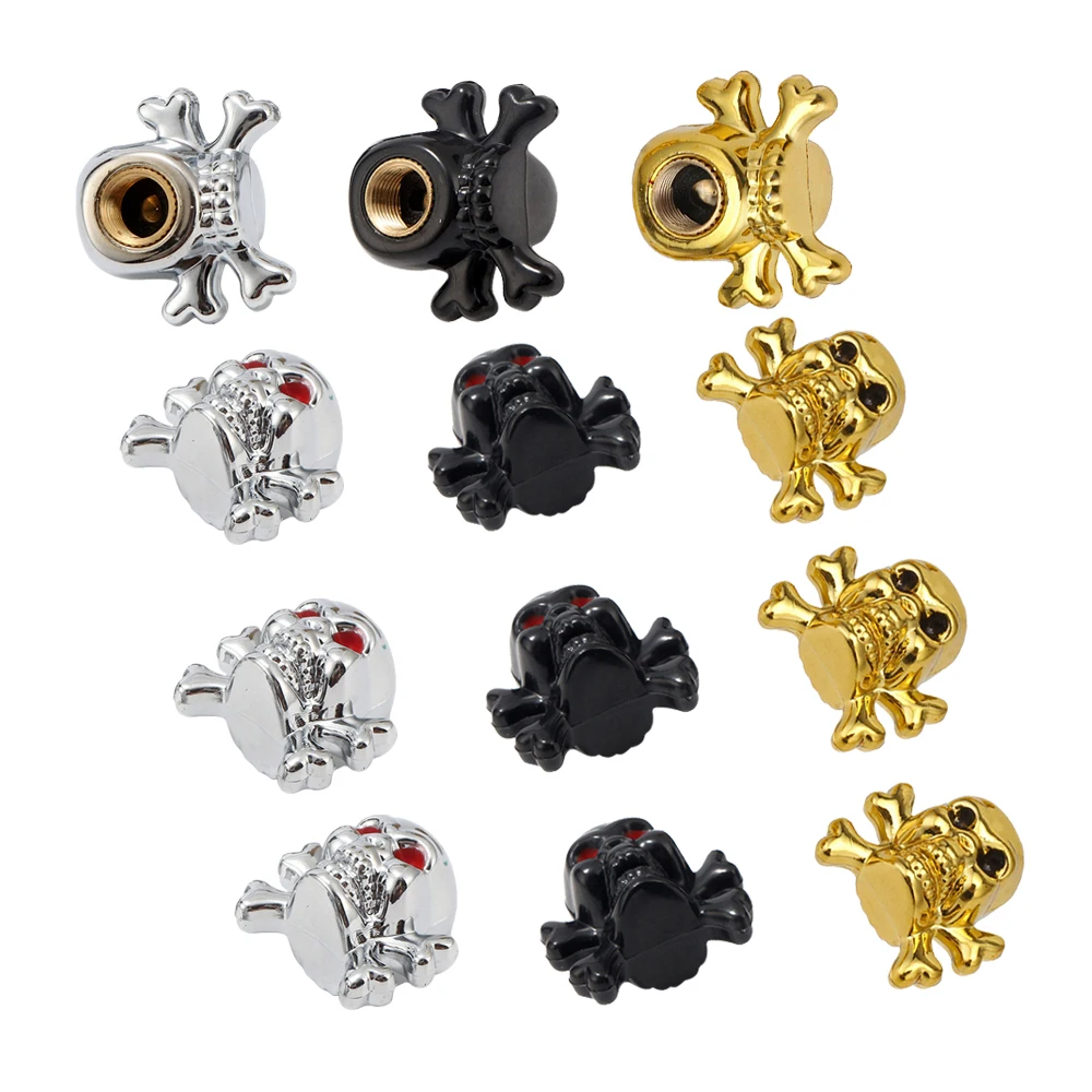 Buy 4pc Skull Wheel Caps Dust Stems Tire Valve Caps in