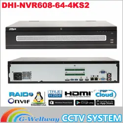 Оригинальный egnlish версия Dahua 4 К 64ch DH-NVR608-64-4KS2 64 каналов + eSATA Onvif H.265 видеорегистратор сети NVR608-64-4KS2