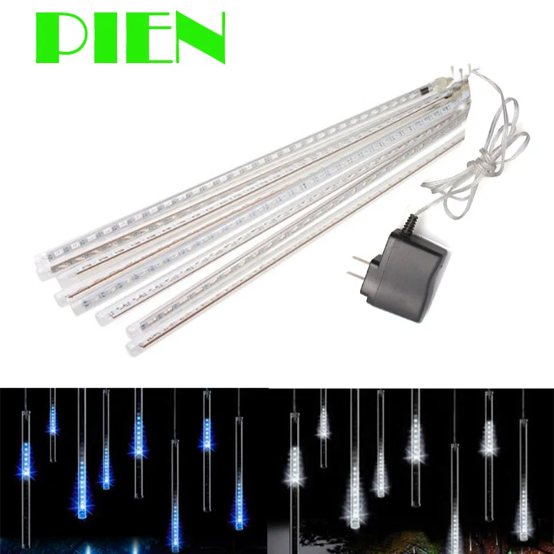 Garland 8 Tubes LED Meteor Shower Rain string light 50cm 30cm Icicle Snowfall raindrop Xmas gerlyanda decoration + Power adapter