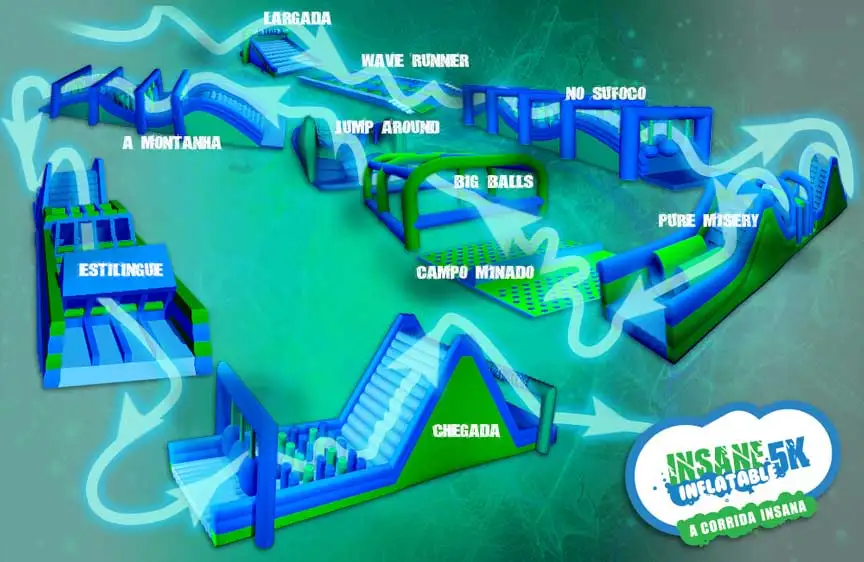 

Successful case red or customized giant event 5k inflatable obstacles course for Brazil from China Factory with free shipping