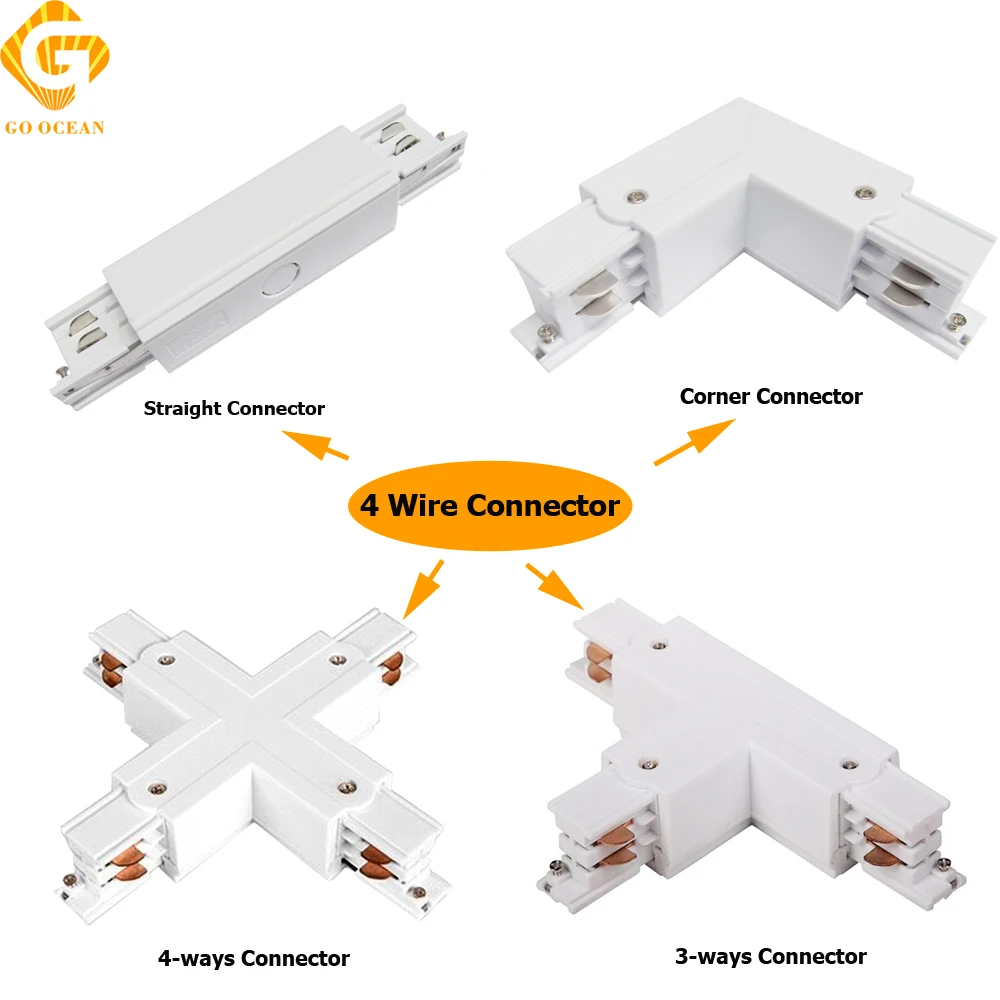 

GO OCEAN Track Rail Connector Rail Connectors 4 Wire Connector Universal Track Rails Fitting For Track Light Connectors
