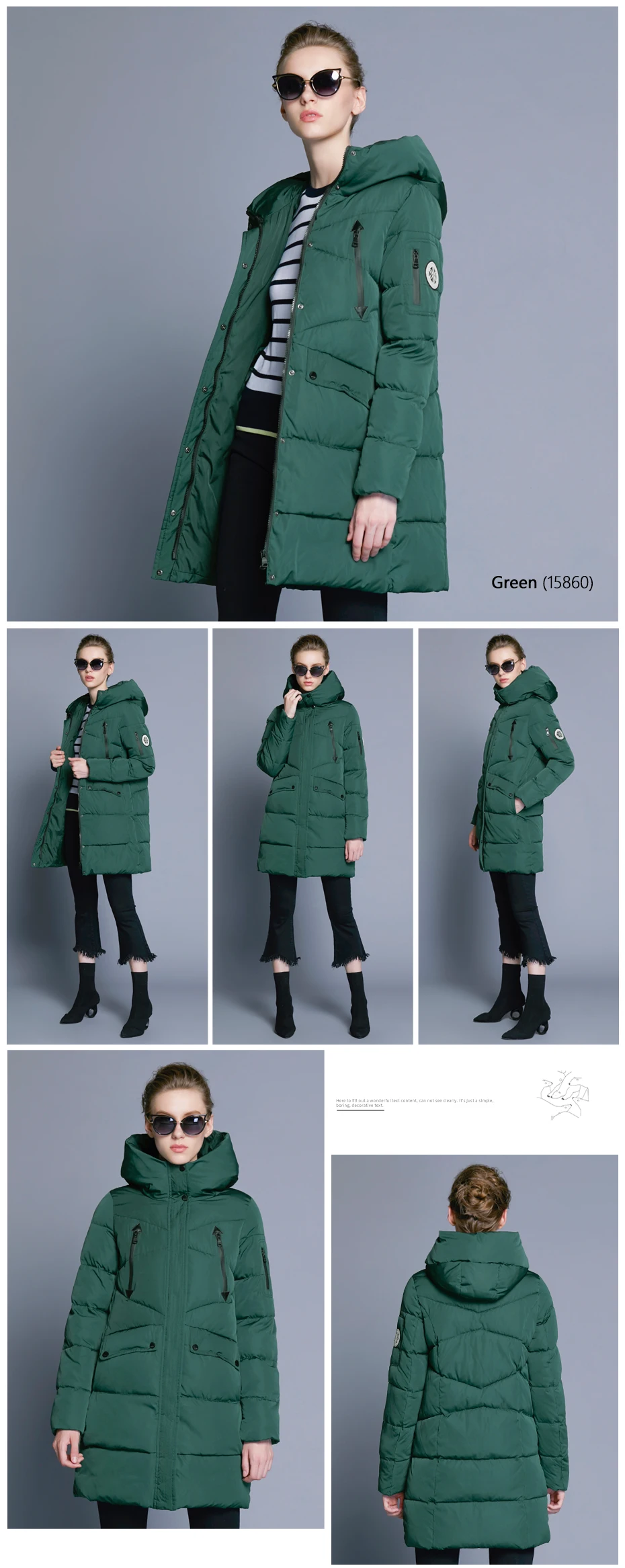 ICEbear Polyester Hooded Coat Woman Clothes Winter Jacket With Pockets 16G6155D