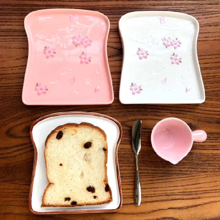 Кухонная столовая посуда вишневый цвет рельефная тарелка в форме хлеба тост тарелка для торта тарелка для выпечки керамическая тарелка для хлеба