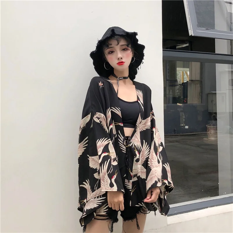 Yukata женский кимоно кардиган рубашка harajuku kawaii стиль кимоно Женская блузка obi haori Японская уличная одежда TA487