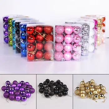 

24pcs 30mm Mini Christmas Balls Baubles Plastic Tree Hanging Decorations For Party QJS Shop