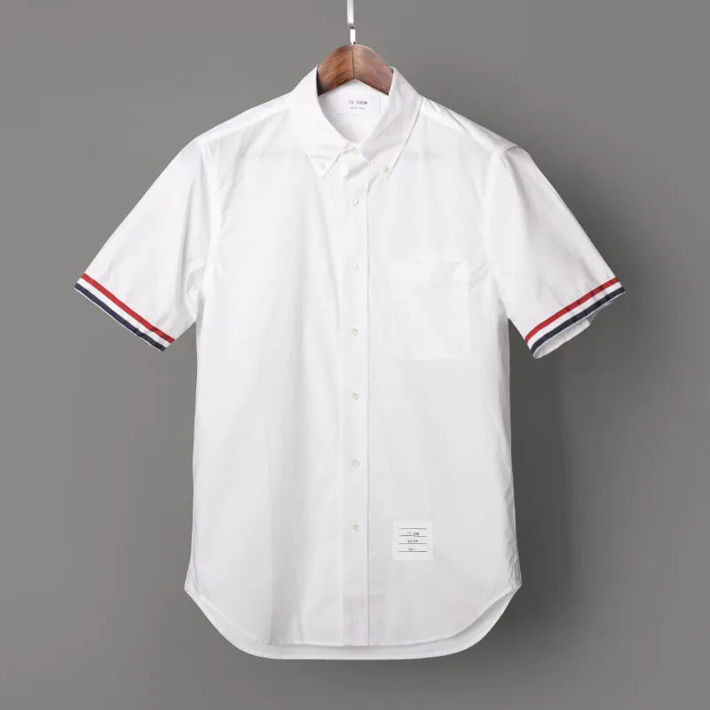 ТБ мужские белые рубашки с коротким рукавом с карманом летние блузки из поплина мужские тонкие повседневные рубашки для мужчин - Цвет: white