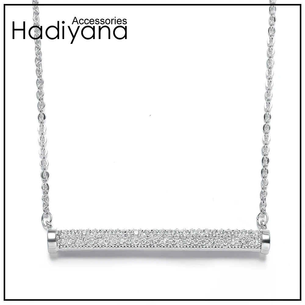 HADIYANA ожерелье с подвеской простое, одна палочка, цепочка, повседневные ювелирные изделия, прекрасные CZ камни, фирменный дизайн, белое золото, для девушек, XL157