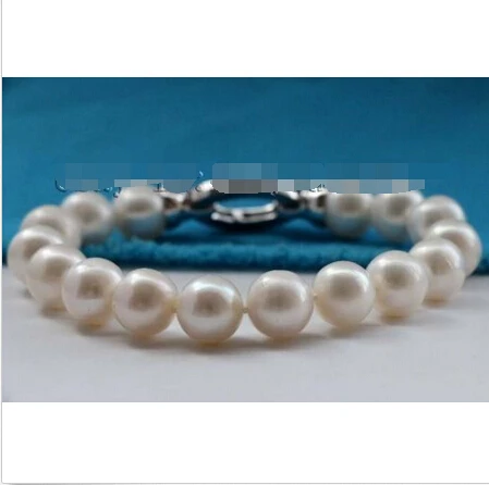 

8" Genuine Natural 12mm White Round Pearl Bracelet zircon #f2293! Noble style Natural Fine jewe Fast (D) SHIPPING
