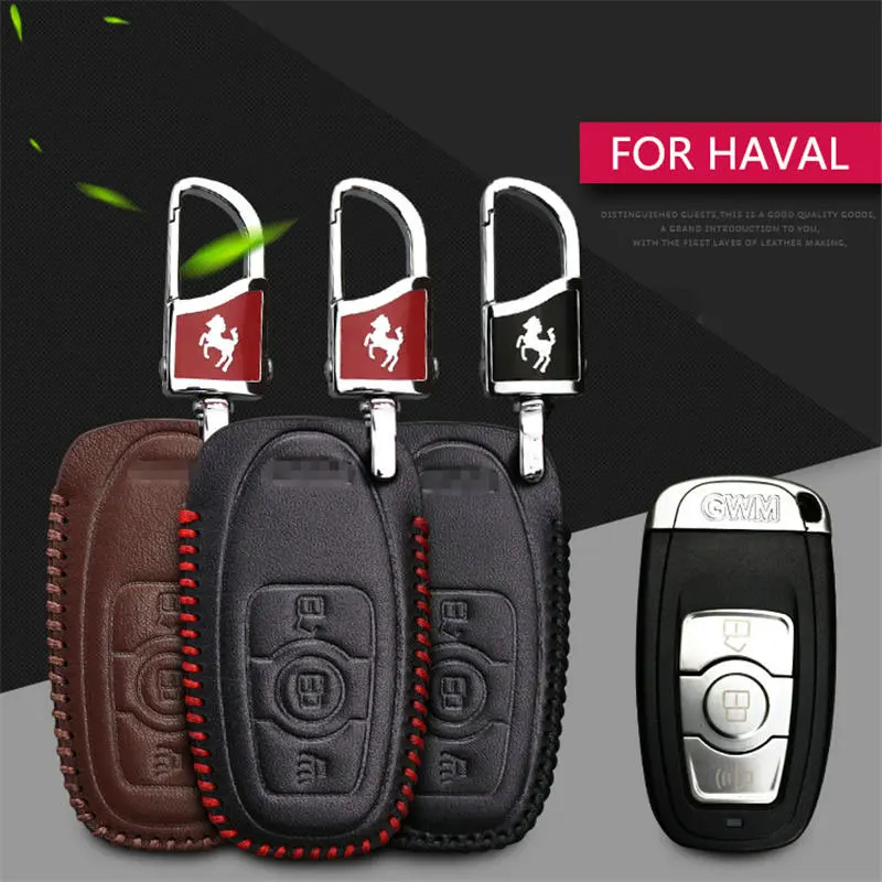 

Kukakey Leather For Great Wall Haval H6 2015 C50 Hoist Car Key Cover Case Keychain Accessories 3 Button Ucarkey Smart Store