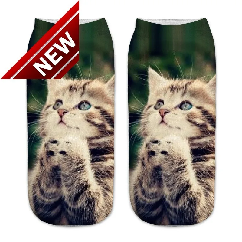 

1pair New Children 3d Printed Cat Ankle Kids Short Teenagers Boy Boys Girls Socks Knee Cushions Girl Socks