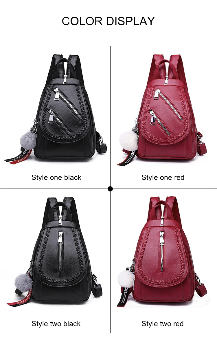 do plutônio moda zíper senhoras mochila preto