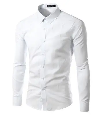 Chemise Homme Marque, весна, цветная рубашка с длинным рукавом, Camisa Masculina, тонкая офисная брендовая одежда - Цвет: Белый