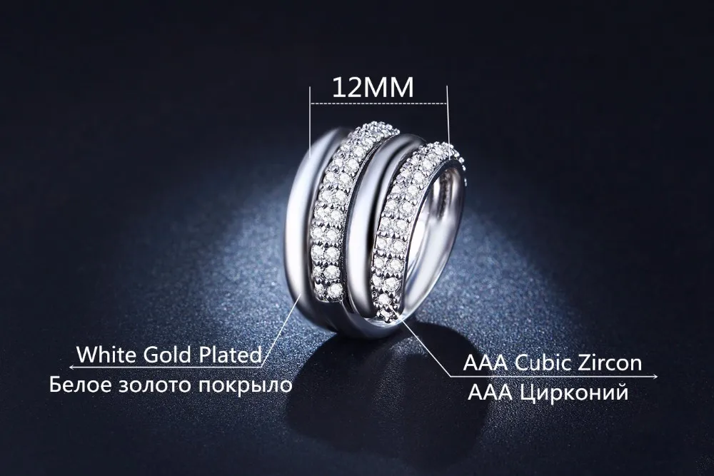 Mdean белое золото цвет пары кольцо два в одном Незамкнутое регулируемое кольцо AAA циркон ювелирные изделия MSR233