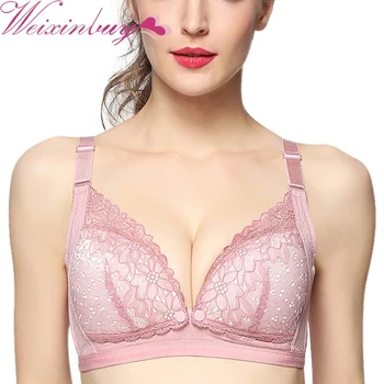 

WEIXINBUY Women Comfortable Breathable Casual Lace Nursing Intimates Breathable Lace Bras Underwear нижнее белье женское
