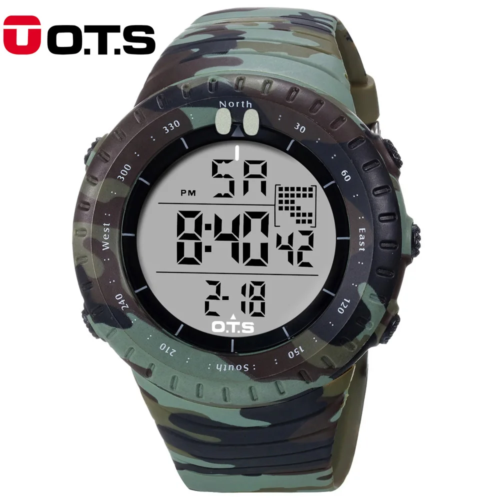 O.T.S 2017 New Fashion Cool Men's Digital Men Outdoor Sports Watches Luxury LED Military