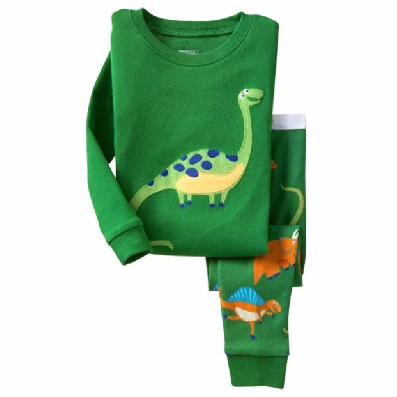 Dino Boys Sleepwear Suits 100% Cotton Long Children Clothes Sets Motor T-Shirts Pants 2-Pieces Sets Kid Pyjamas 2 3 4 5 6 7 Year pajama sets cheap