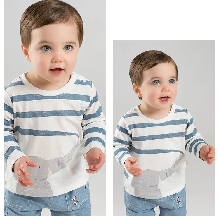 DBW10321 Дэйв Белла весна футболка для маленьких мальчиков Детские Длинные рукава принт топы для мальчиков высококачественный пуловер Детская мода тройники