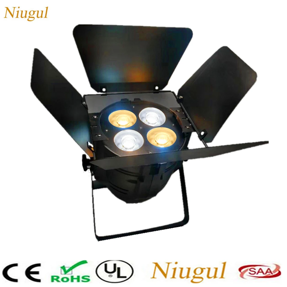 

200W COB LED Par Light/4 Eyes Warm+Cold White COB Stage Lighting/4X50W LED Par DJ Disco Light With Barn Doors Fold Metal Cover
