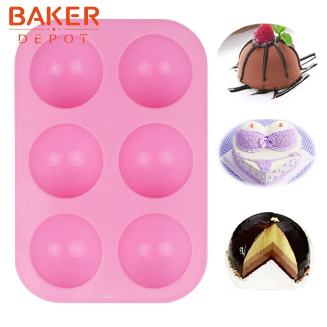 Torta del silicone della muffa 6 buco metà-sfera di forma sapone fatto a mano mu Torta del silicone della muffa 6 buco metà-sfera di forma sapone fatto a mano mu