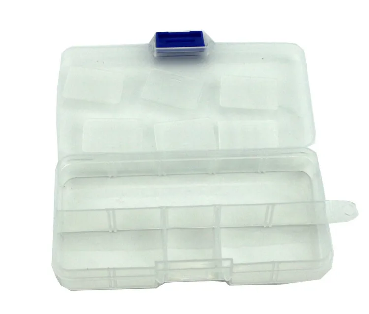 

1pcs 10 Slots Adjustable Plastic Box Fishing Lure Bait Hook Swivel Ring Lead Tackle Box Storage Case Organizer Useful Tackle