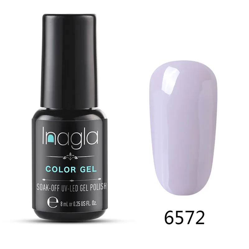 Inagla гель для ногтей 8 мл чистый цвет УФ светодиодный Гель-лак для ногтей долговечный Макарон замочить Гель-лак - Цвет: 6572