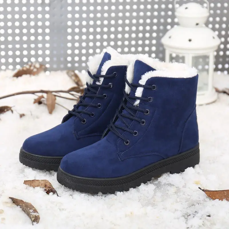 

Plus Size 35-44 Women Snow Boots Casual Warm Flat fur Winter Boots women Non-slip cotton plush Female ankle Boot shoes ADT1030