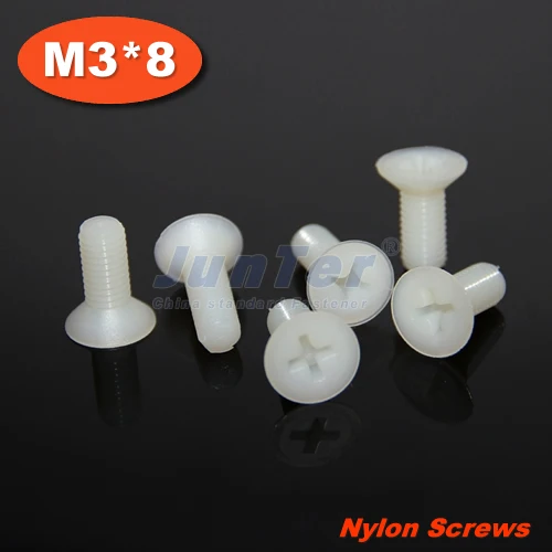 

1000pcs/lot DIN965 M3*8 Nylon Machine Phillips Flat Head (Cross recessed countersunk head screws) Screw