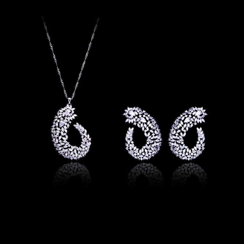

4.5cm * 3cm 2017 better Fashion celebrity New Asterism Design Elegant glance Pendant and stud Earring set for Women