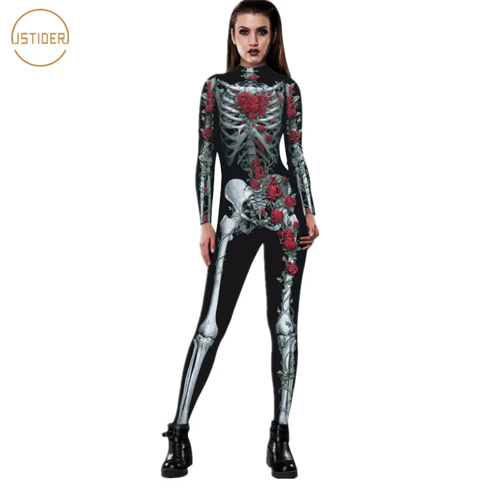 Buy ISTider Adult Skeleton Halloween Black Bodysuit