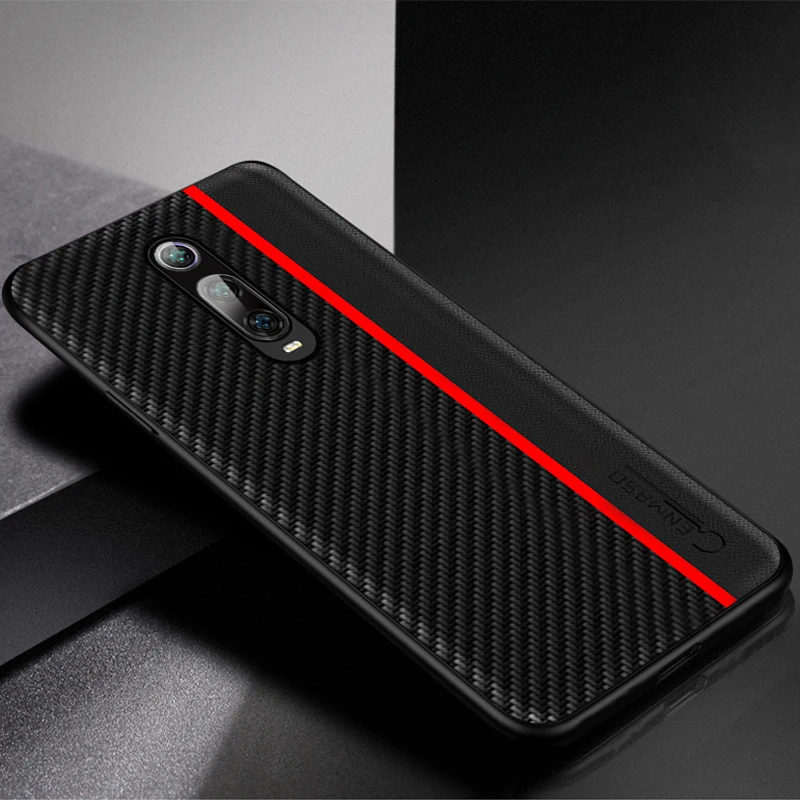 Для Xiaomi mi 9T красный mi K20 Pro чехол Оригинальное углеродное волокно Кожаный противоударный чехол для Xiaomi mi 9T красный mi K30 5G K20 Pro Чехол - Цвет: Красный