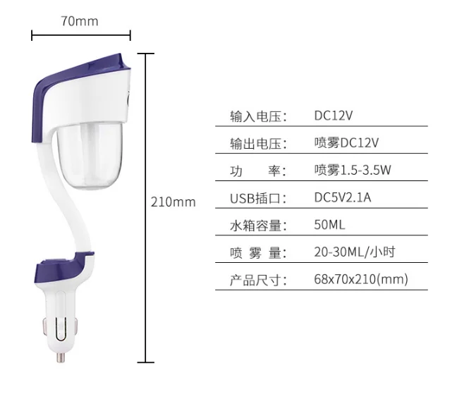 DHL или FedEx 50 шт. Nanum II 12 в автомобильный паровой увлажнитель с быстрым автомобильным зарядным устройством USB, очиститель воздуха масляный диффузор горячая распродажа