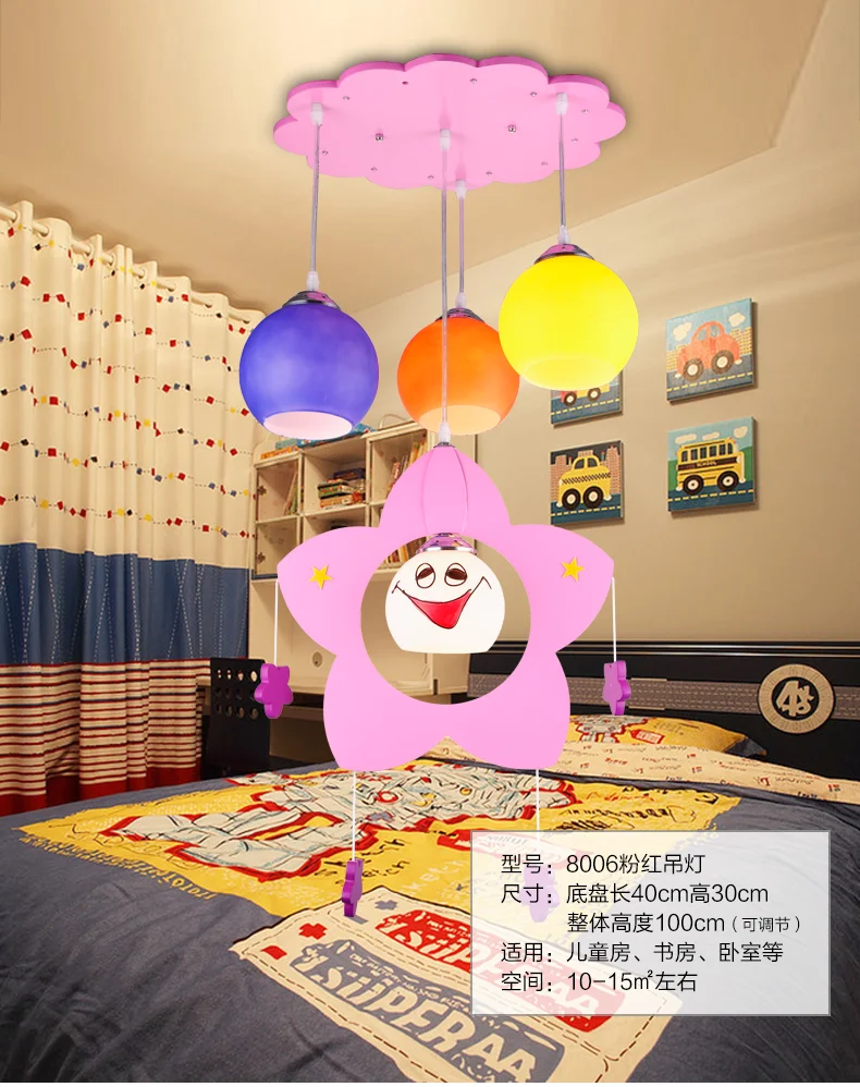 LED Contemporary and contracted Pendant Lights of children room pink