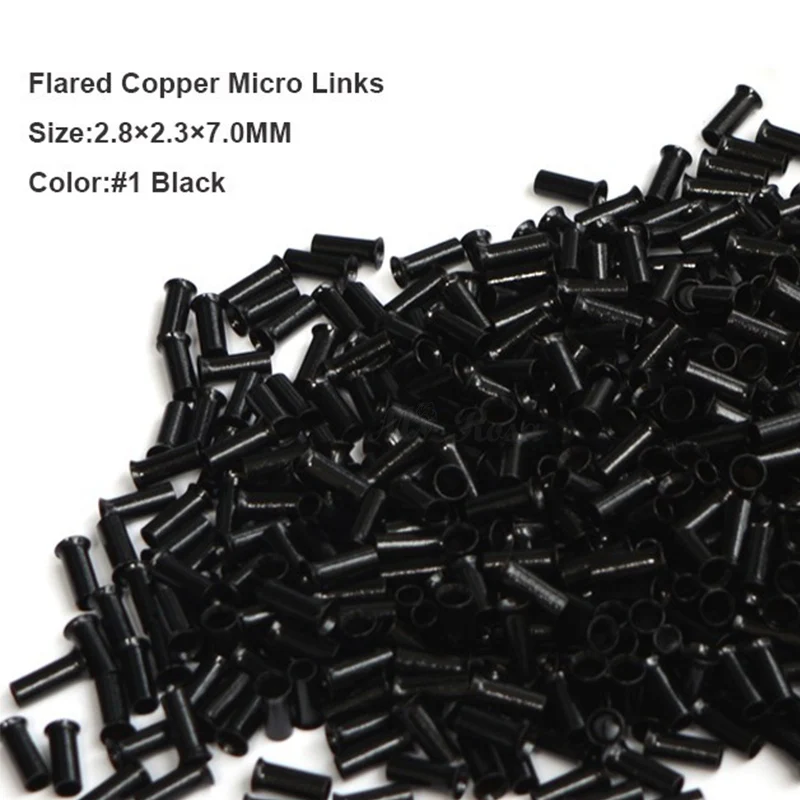 

Copper Micro Beads 2.8*2.3*7.0MM 1000Pcs/Bottle #1 Black Microrings Dreadlock Beads Micro Links Hair Extension