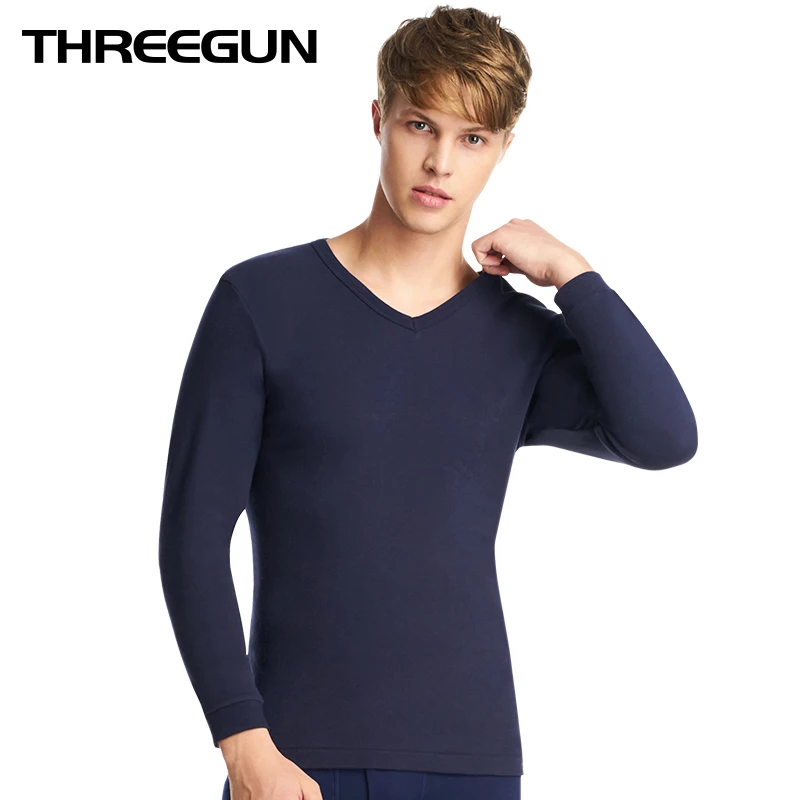 THREEGUN Thermo Shirt V neck New Autumn Winter Brand Slim Fit Long ...