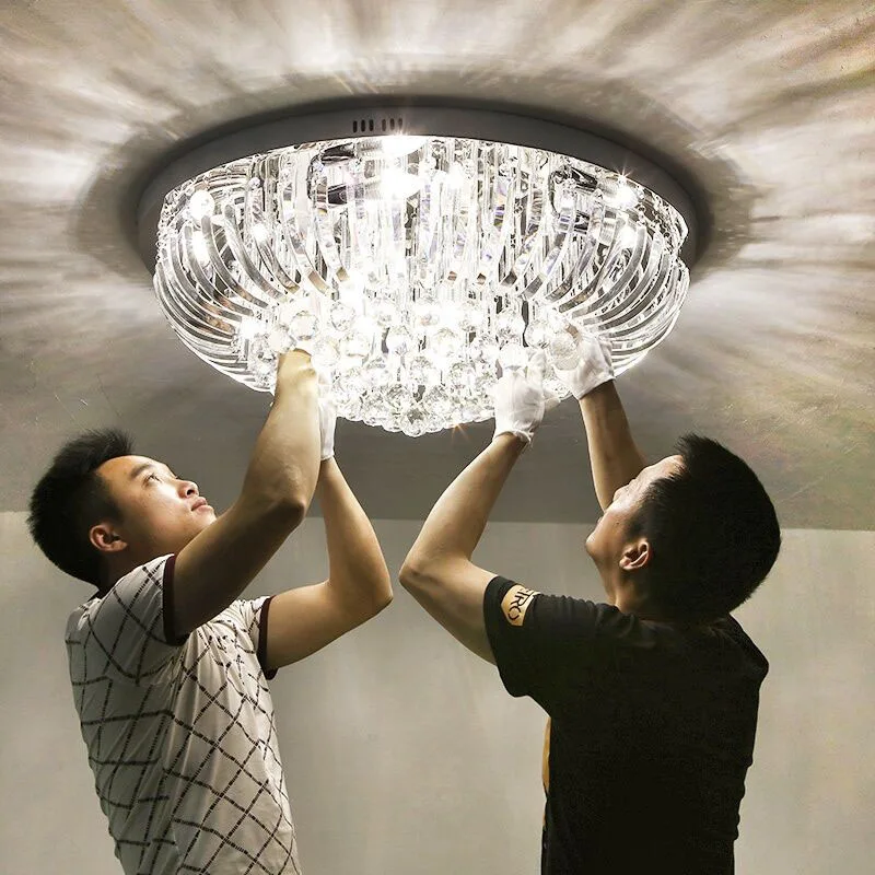 

European European LED round warm living room hall crystal lamp atmospheric luxury 1 meter 1.2 meters hall ceiling light fixture