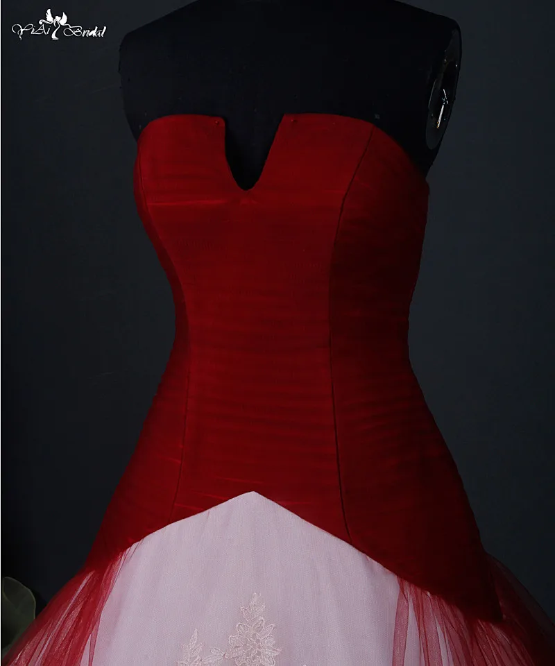 RSW884 красное свадебное платье бальное платье маленький открытый v-образный вырез дешевые красное и белое свадебное платье es Robe Mariage