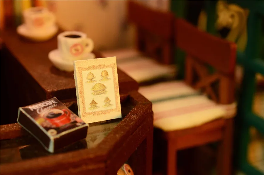 Кукольный дом мебель miniatura DIY звезда кофе бар деревянные ручной работы взрослые игрушки для детей подарок на день рождения Z-005